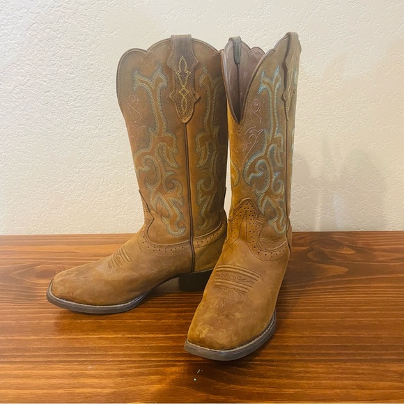 JUSTIN WOMEN'S 12" SQUARE TOE STAMPEDE WESTERN BOOTS - Picture 6 of 10